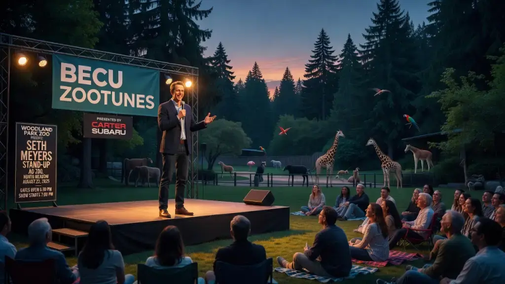 Seth Meyers Leva Stand-Up ao Woodland Park Zoo em Agosto